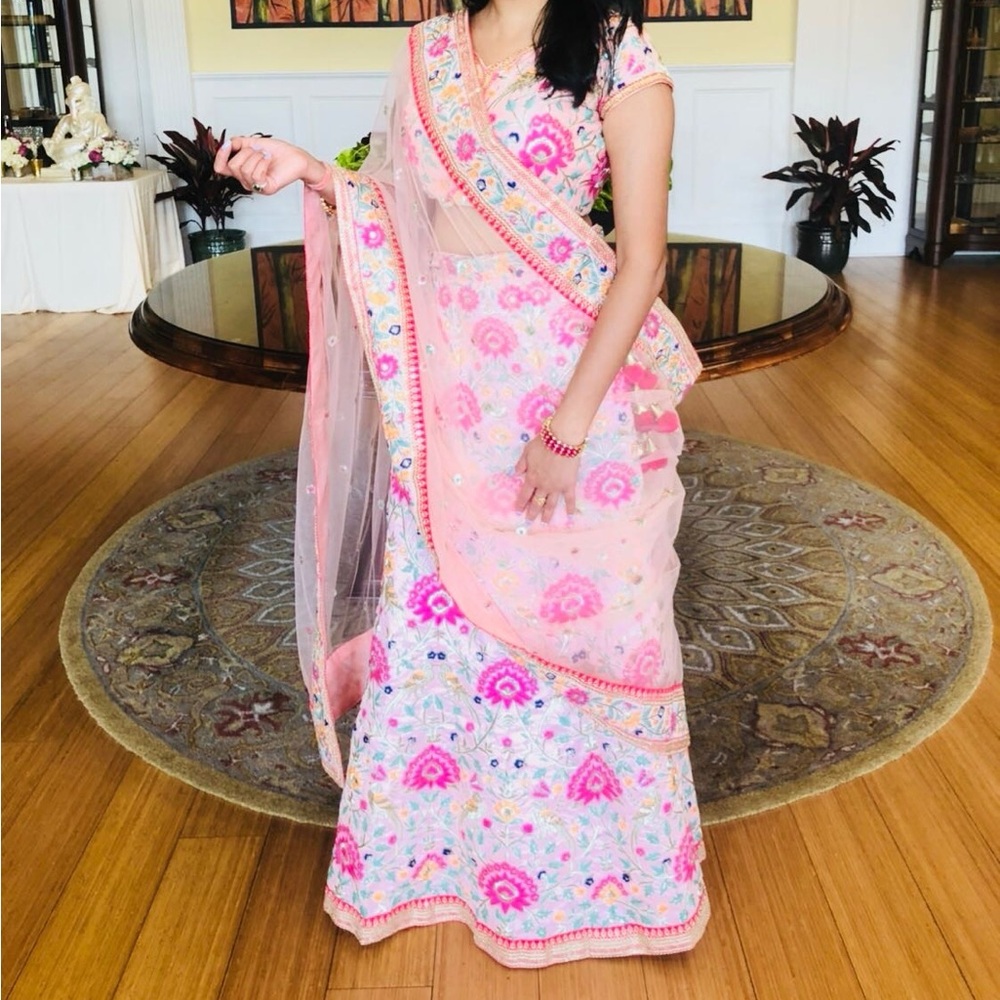 Pink embroidered lehenga